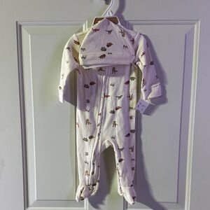 Rabbit + Bear Baby One-Piece with Dinosaur Print, 3-6 months